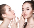 Cwo young women with healthy clear skin. Royalty Free Stock Photo