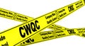 CWQC. Company Wide Quality Control. Yellow warning tapes