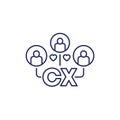 CX, Customer experience line icon on white Royalty Free Stock Photo