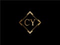 CY Initial diamond shape Gold color later Logo Design