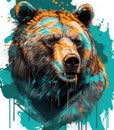 Cyan and Amber Graffiti-Inspired Bear Punching Through the Screen. Perfect for Posters and Web.