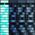 Cyan Blue Deep Navy and Slate Gray Metallic Gradient Swatch Bundle Royalty Free Stock Photo