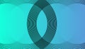 Cyan and blue overlapping circular lines creating geometric abstraction Royalty Free Stock Photo