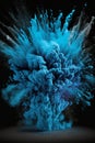 Blue Powder Explosion on the Black Background