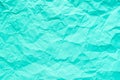 Cyan and bright green crumpled paper texture background.