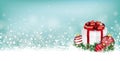 Cyan Christmas Card Header Snowflakes Gift Baubles