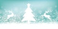 Cyan Christmas Card Header Snowflakes Reindeer Tree