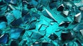 Cyan Colored Shuttered Broken Glass Background Generative AI