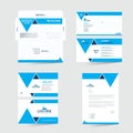 Cyan Colored Envelope Postcard Business card and Letterhead