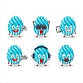 Cyan easter egg cartoon character are playing games with various cute emoticons Royalty Free Stock Photo