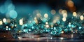 Cyan Glitter Lights Twinkly Lights Defocused Background