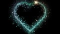 Cyan heart shaped fiber particles in bokeh lights