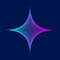 Colorful line star on dark blue background. Abstract fractal technology background.