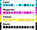 Cyan, Magenta, Yellow and Black CMYK Color Shades Illustration Royalty Free Stock Photo