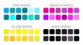 Cyan, Magenta, Yellow and Black CMYK Color Shades Isolated Vector Royalty Free Stock Photo