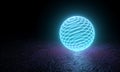 Cyan Neon Glowing Ring Ball