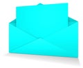 Cyan Postal envelope blank template for presentation layouts and design. 3D rendering