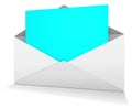 Cyan Postal envelope blank template for presentation layouts and design. 3D rendering