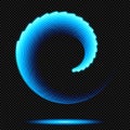 Cyan shining Helix on Transparent Background Vector Glowing Neon Spiral