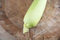 A cyan tender corn cob on a cutting board