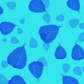 Cyan wall texture with blue leaf paint Royalty Free Stock Photo