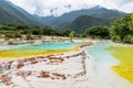 The cyan and yellow water of calcified landscape in Baishui Platform