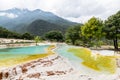 The cyan and yellow water and trees of calcified landscape in Baishui Platform