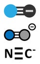 Cyanide anion, chemical structure. Cyanides are toxic, due to inhibition of the enzyme cytochrome c oxidase Royalty Free Stock Photo