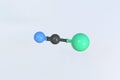 Cyanogen chloride molecule, isolated molecular model. 3D rendering Royalty Free Stock Photo
