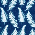 Cyanotypes blue white botanical fern texture. Faux photographic sun print effect for trendy out of focus fashion swatch