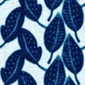 Cyanotypes blue white botanical linen texture. Faux photographic leaf sun print effect for trendy out of focus fashion