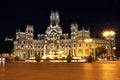 Cybele palace on Cibeles square at night, Madrid, Spain Royalty Free Stock Photo