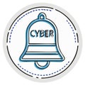Cyber alert bell doodle icon for security notifications and online safety concepts Royalty Free Stock Photo