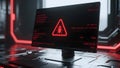 Cyber Alert: Futuristic Bug Warning on Digital Screen