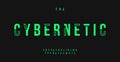 Cyber alphabet, futuristic high letters, geometric font for cybernetic logo, HUD text, electronic tech monogram, hitech