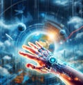Cyber Arm with implanted technological chips in cyberspace