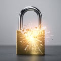 Cyber Attack Breaking Digital Security Lock Royalty Free Stock Photo