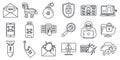 Cyber attack bug icons set, outline style Royalty Free Stock Photo