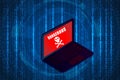 Cyber attack by computer. caution computer dangerous. Royalty Free Stock Photo