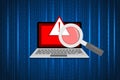 Cyber attack by computer. caution computer dangerous. Royalty Free Stock Photo