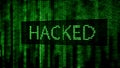 Cyber attack. Digital background green matrix. Binary computer code. Computer screen error templates. 3d rendering Royalty Free Stock Photo