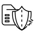 Cyber attack on firewall icon, outline style