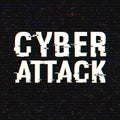 Cyber Attack glitch text. Anaglyph 3D effect. Technological retro background. Hacker application, malware, virus concept