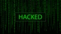 Cyber attack. Hacked. Digital background green matrix. Binary computer code. Computer screen error templates Royalty Free Stock Photo