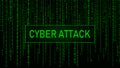 Cyber attack. Hacking. Digital background green matrix. Binary computer code. Computer screen error templates