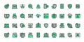 Cyber attack icons set outline vector. Virus bug Royalty Free Stock Photo