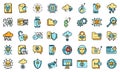 Cyber attack icons set vector flat Royalty Free Stock Photo