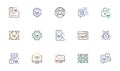 Cyber attack line icons. Phishing risk, Data ransomware and Binary code outline icons. Vector