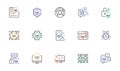 Cyber attack line icons. Phishing risk, Data ransomware and Binary code outline icons. Vector