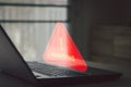 Cyber attack, system warning hacked alert on computer network. Cybersecurity vulnerability Royalty Free Stock Photo